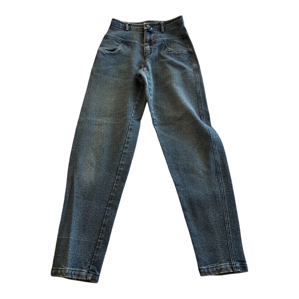VTG Women’s Boot Cut Jeans in Dark Indigo Blue with pinstripe